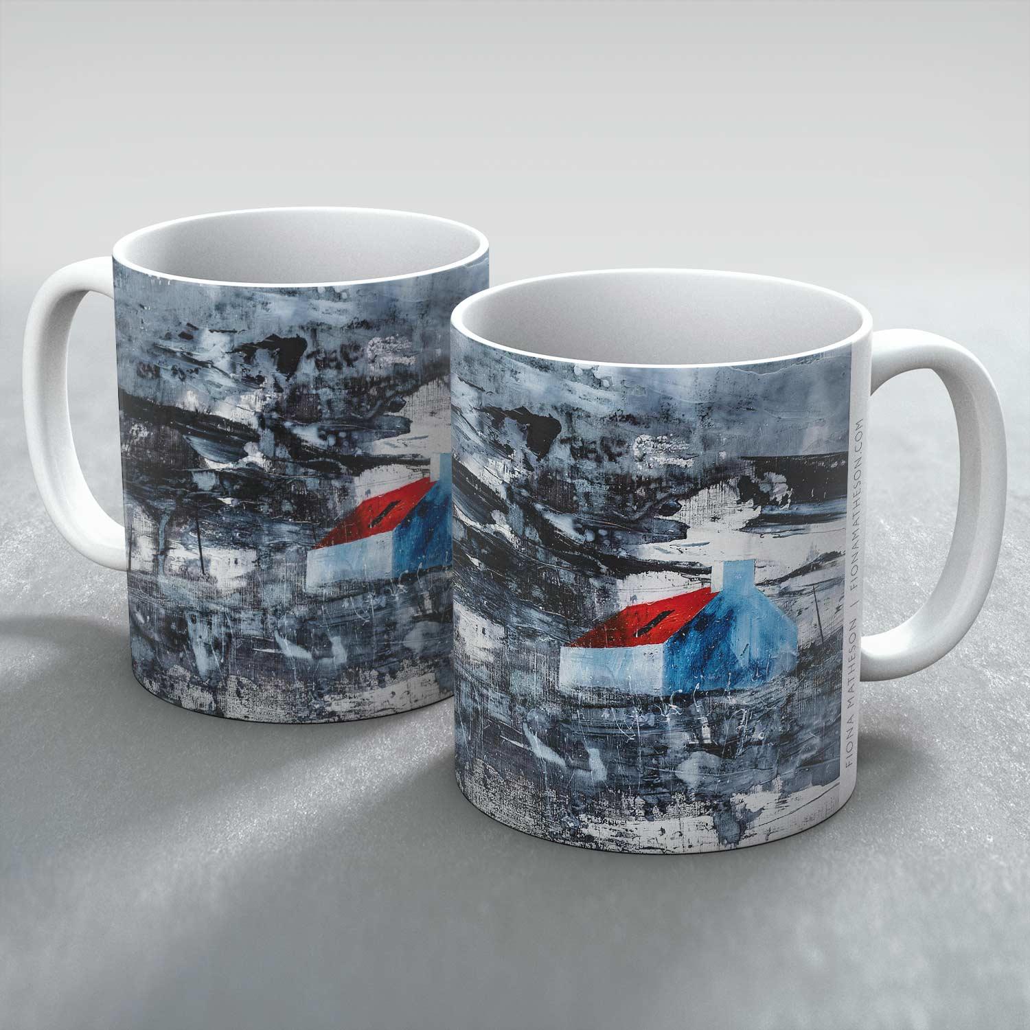 Blue Gable and Roof Light Mug from an original painting by artist Fiona Matheson