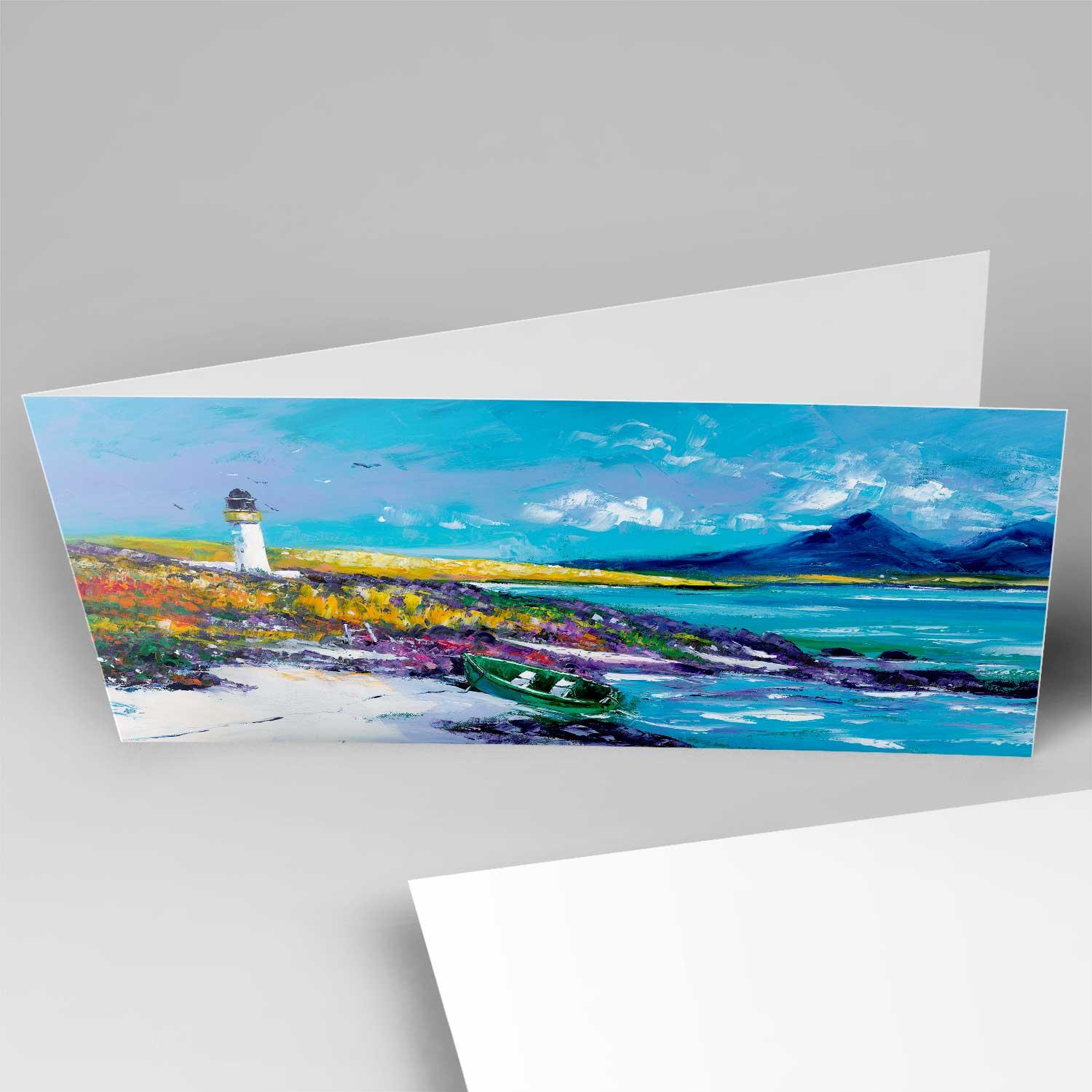 Beached at Lochindall, Islay Greeting Card from an original painting by artist Jean Feeney