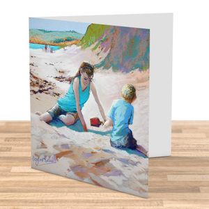 Beach Play Greeting Card from an original painting by artist Margaret Evans