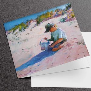 Sand Games Greeting Card from an original painting by artist Margaret Evans