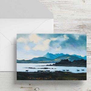 Evening Grazing, Ord, Skye Greeting Card from an original painting by artist Margaret Evans