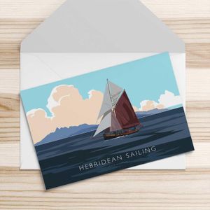 Hebridean Sailing Greeting Card from an original painting by artist Peter McDermott