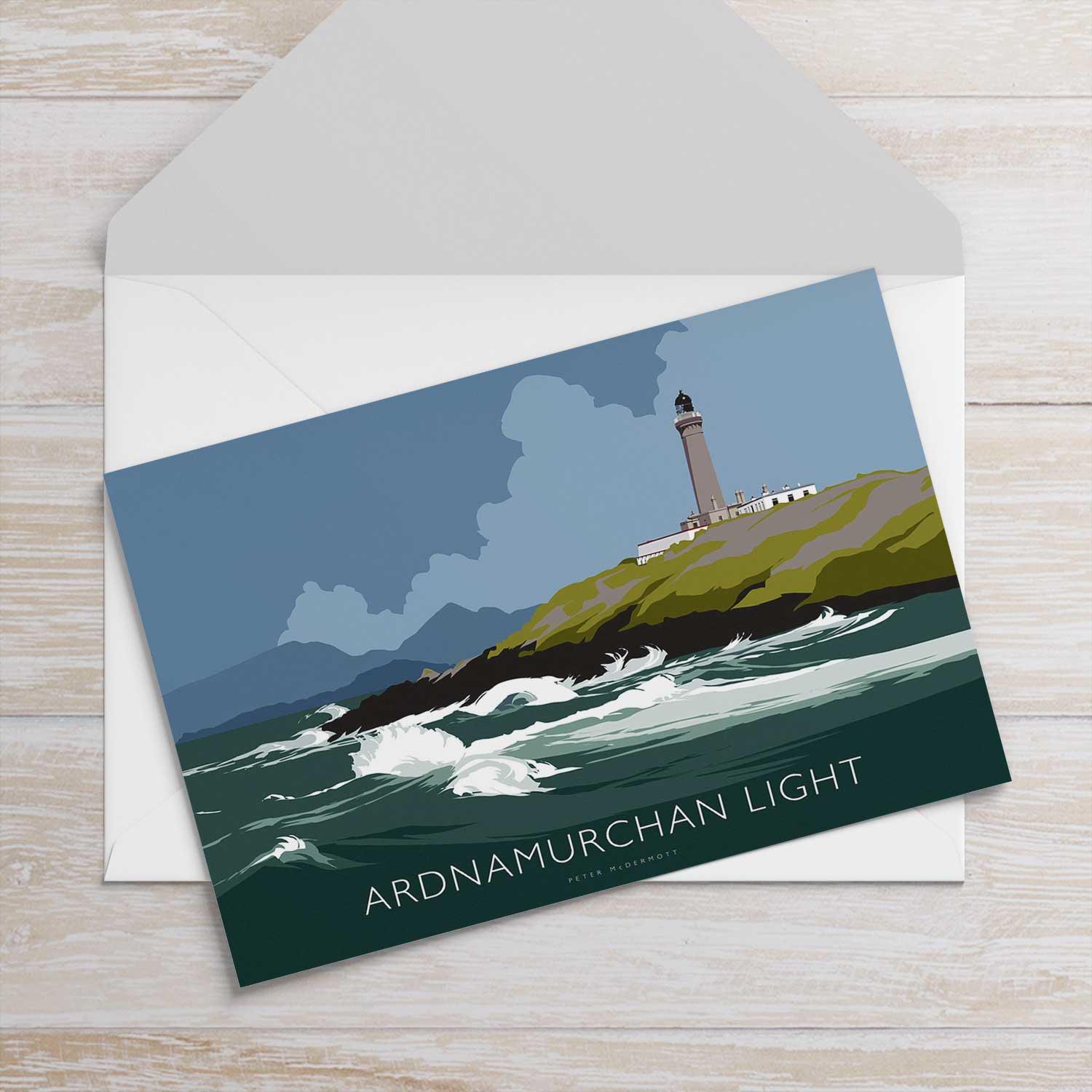 Ardnamurchan Light Greeting Card from an original painting by artist Peter McDermott