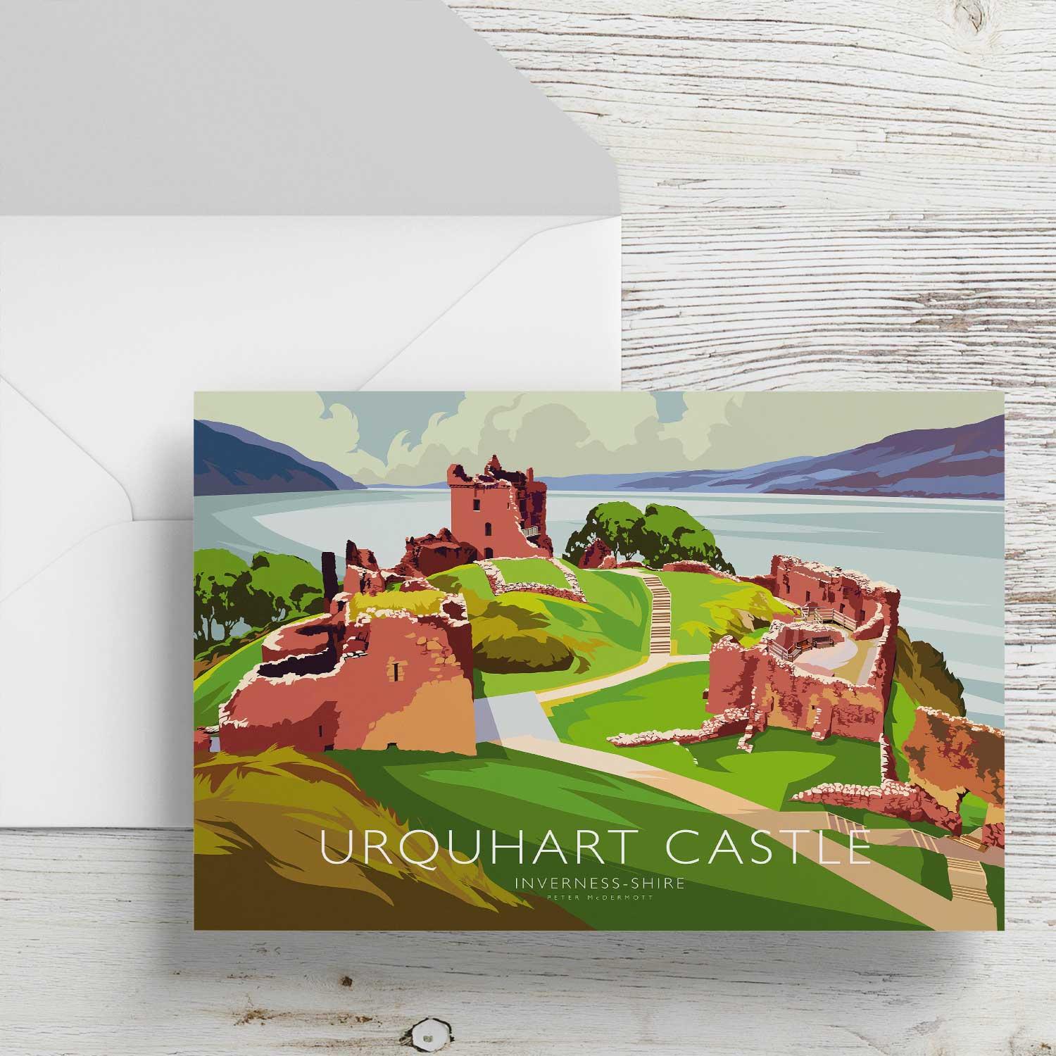 Urquhart Castle Greeting Card from an original painting by artist Peter McDermott
