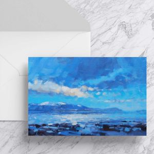 Arran from Troon Greeting Card from an original painting by artist Peter Foyle