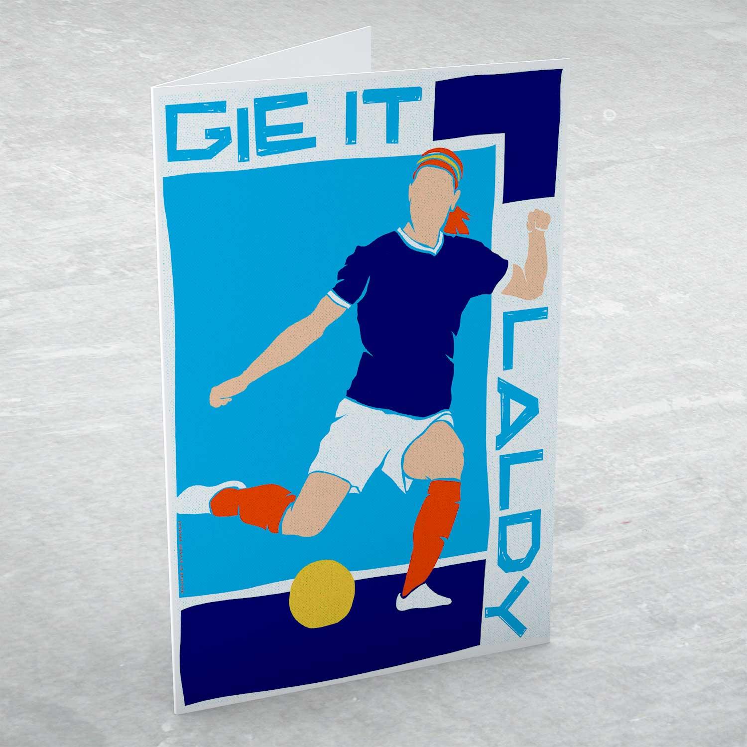 Gie it Laldy Greeting Card from an original painting by artist Stewart Bremner