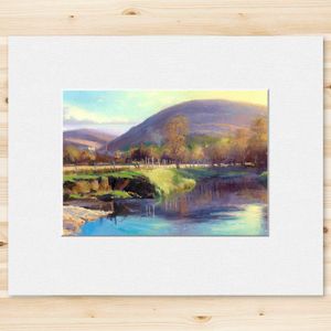 Evening Light, River Cluny, Braemar Mounted Card from an original painting by artist Colin Robertson