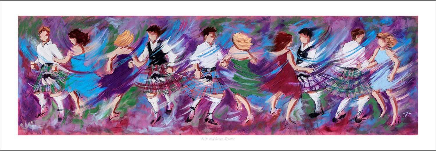 Kilts and Linen Dresses Art Print from an original painting by artist Janet McCrorie