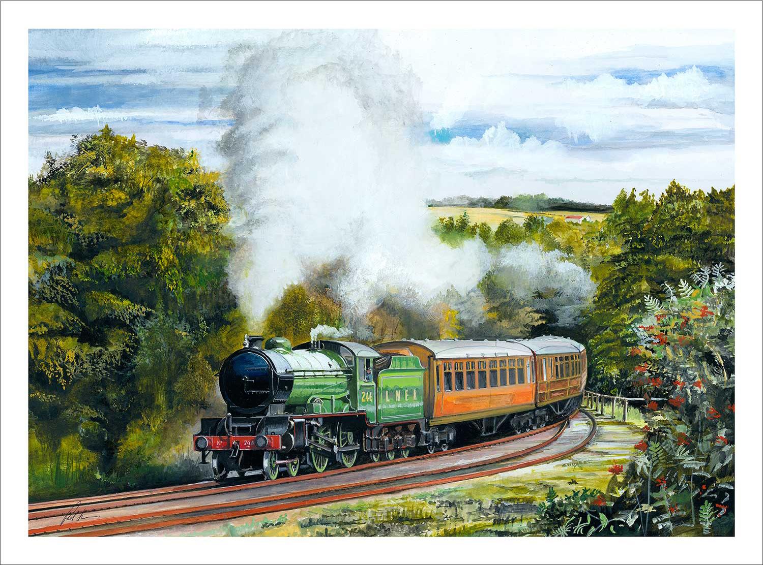 LNER D49 No 246 approaching Manuel on the Bo’ness & Kinneil Railway Art Print from an original painted by artist Rod Harrison