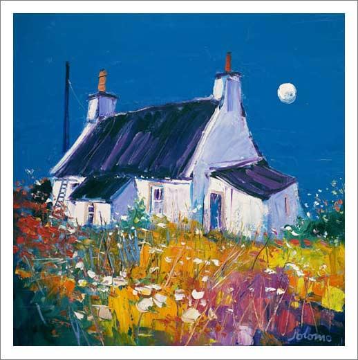Croft and Moon, Isle of Gigha Art Print from an original painting by artist John Lowrie Morrison (Jolomo)
