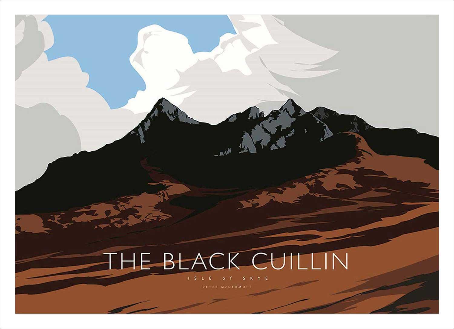 The Black Cuillin Art Print from an original illustration by artist Peter McDermott