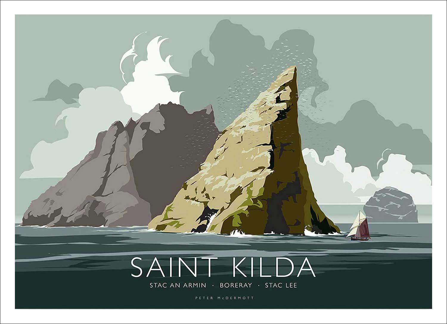 St Kilda Art Print from an original illustration by artist Peter McDermott