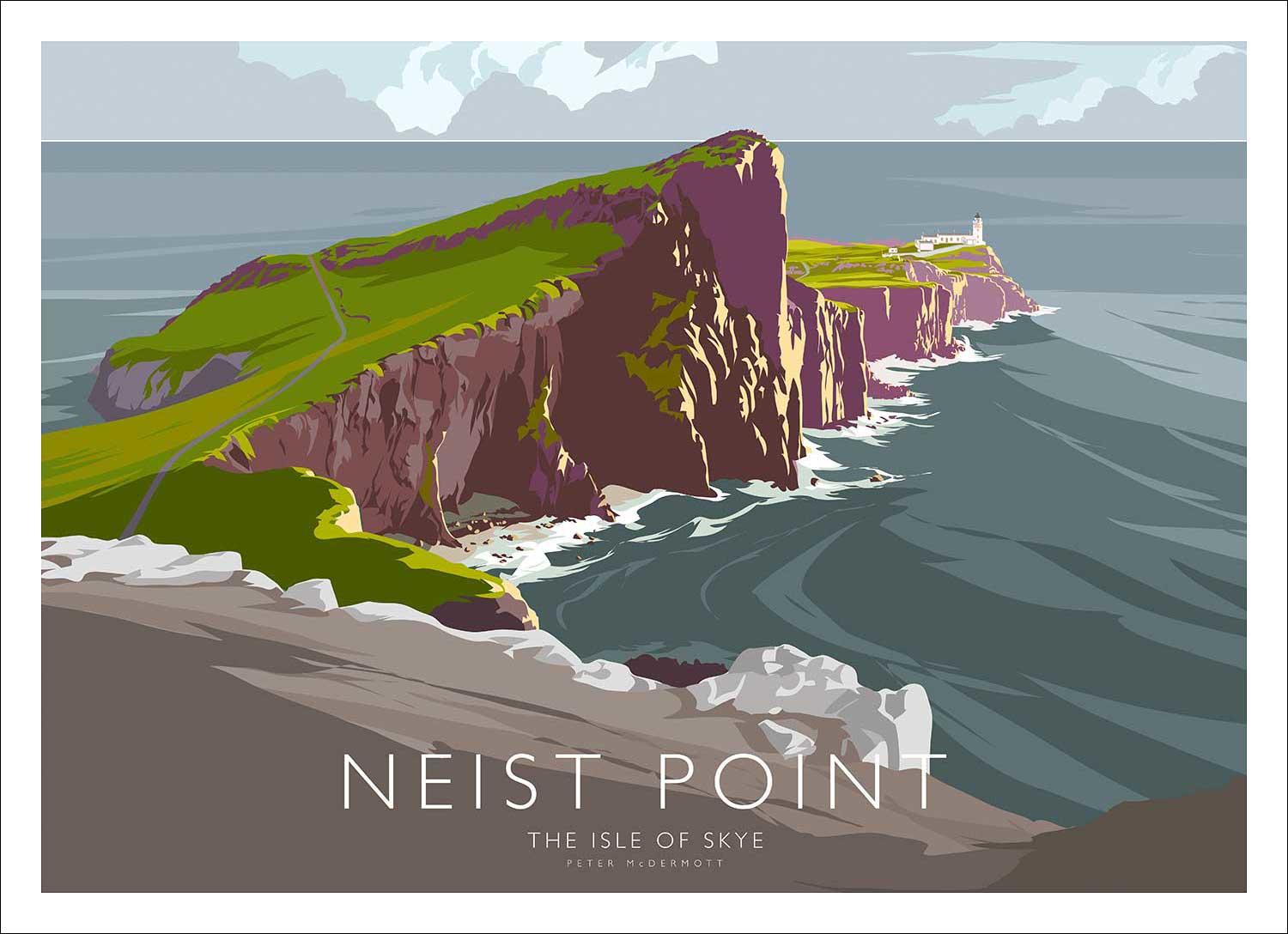 Neist Point Art Print from an original illustration by artist Peter McDermott