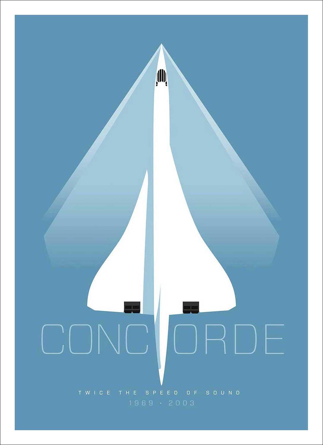 Concorde (Blue) Art Print from an original illustration by artist Peter McDermott