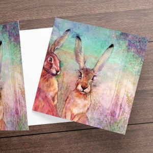Hares Greeting Card from an original painting by artist Lee Scammacca
