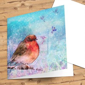 Robin Christmas Greeting Card from an original painting by artist Lee Scammacca