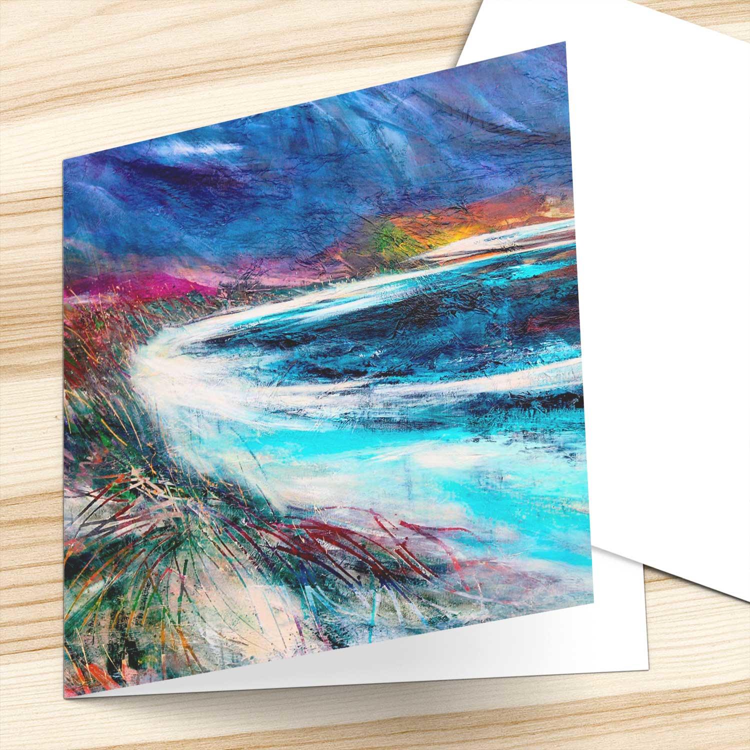 Purple Hills Greeting Card from an original painting by artist Fiona Matheson