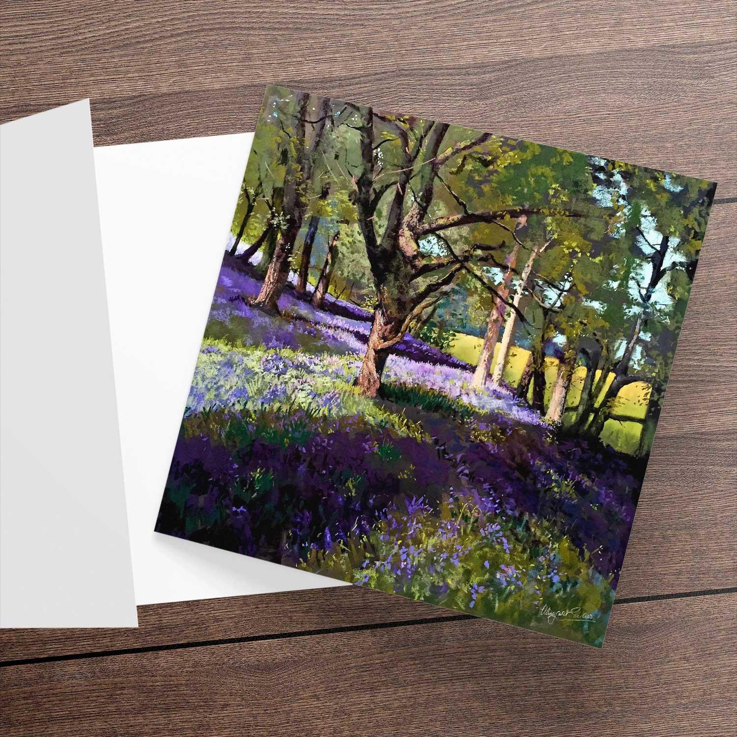 Bluebell Woods Greeting Card from an original painting by artist Margaret Evans