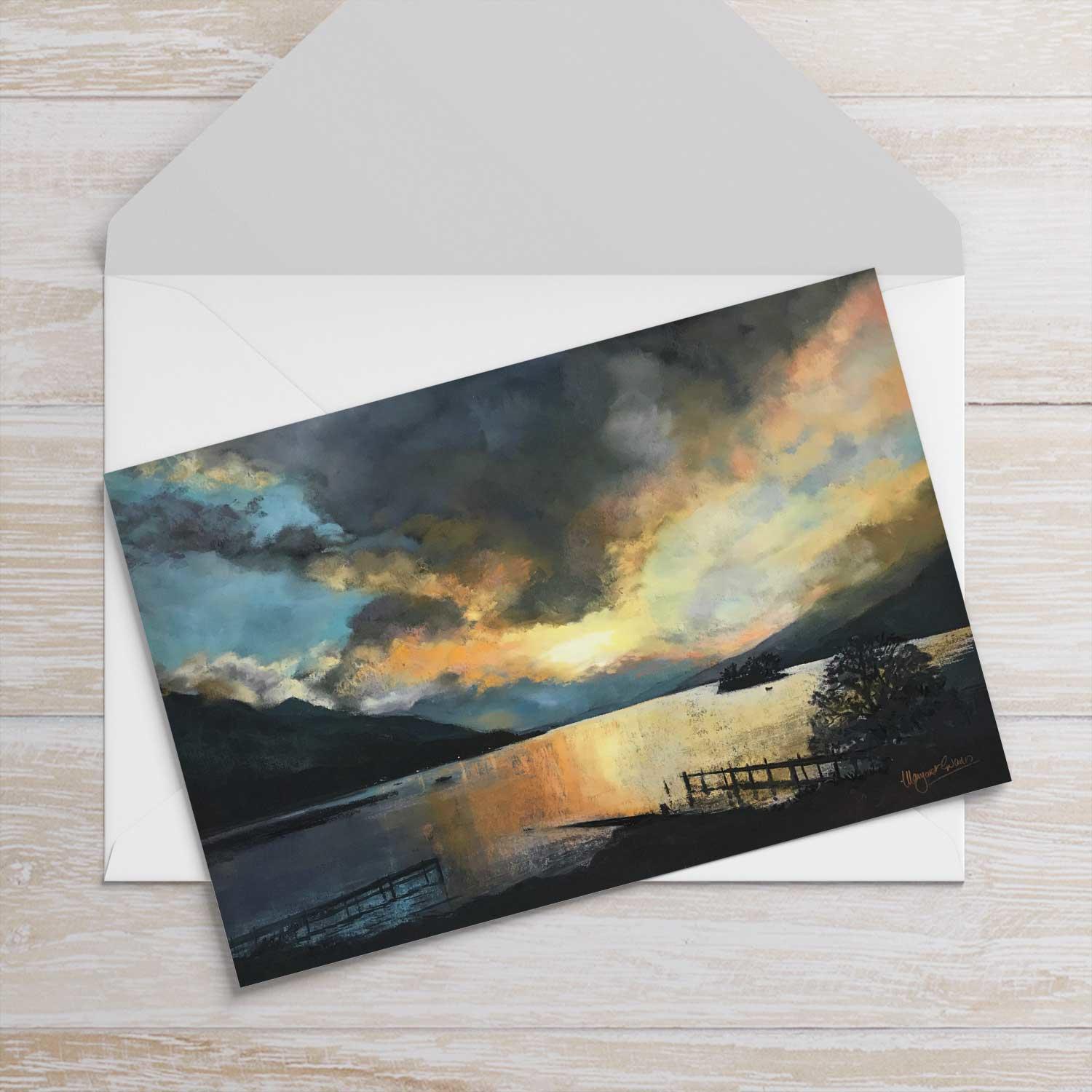Old Jetties, Loch Earn  Greeting Card from an original painting by artist Margaret Evans