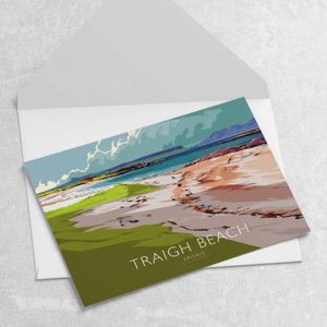 Traigh Beach Arisaig Greeting Card from an original painting by artist Peter McDermott