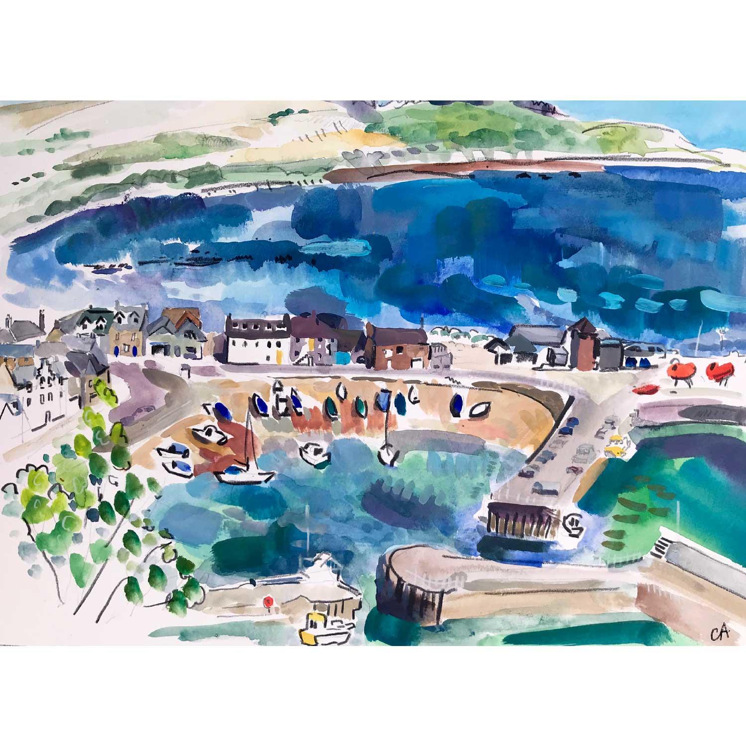 Harbour at Low Tide from Bervie Braes, Stonehaven by Clare Arbuthnott