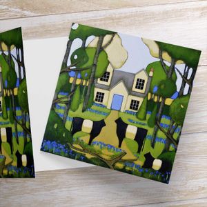 Bluebell Cottage Greeting Card from an original painting by artist Fiona Millar