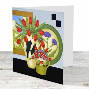 Red Tulips Greeting Card from an original painting by artist Fiona Millar