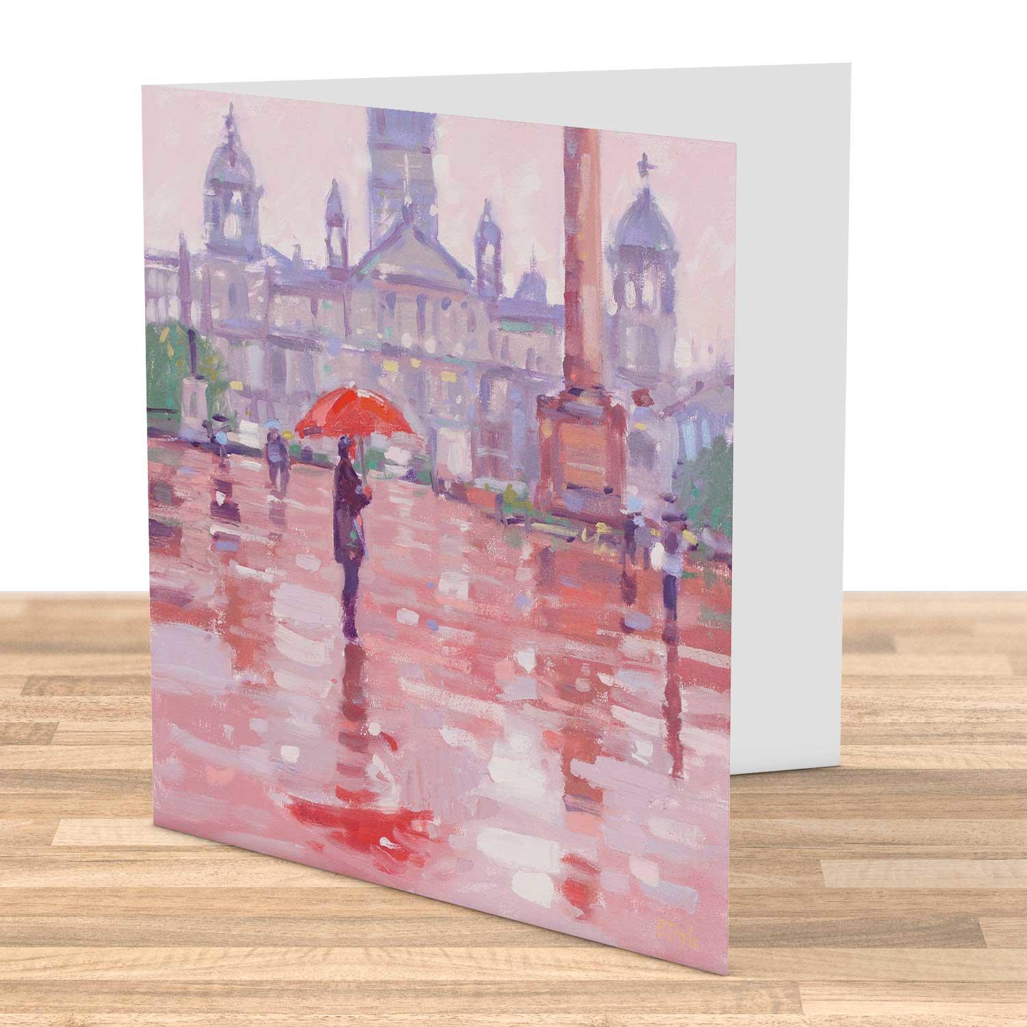 In George Square Greeting Card from an original painting by artist Peter Foyle