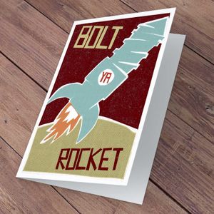 Bolt Ya Rocket Greeting Card from an original painting by artist Stewart Bremner