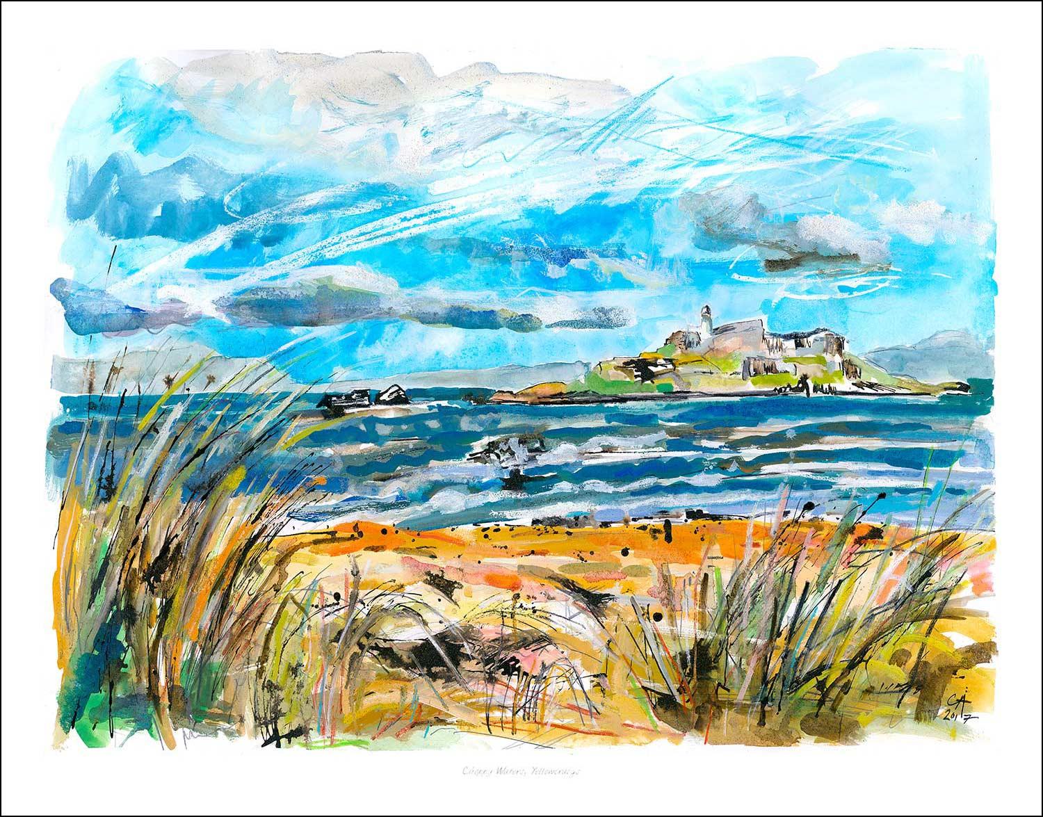 Choppy Waters, Yellowcraigs Art Print from an original painted by artist Clare Arbuthnott