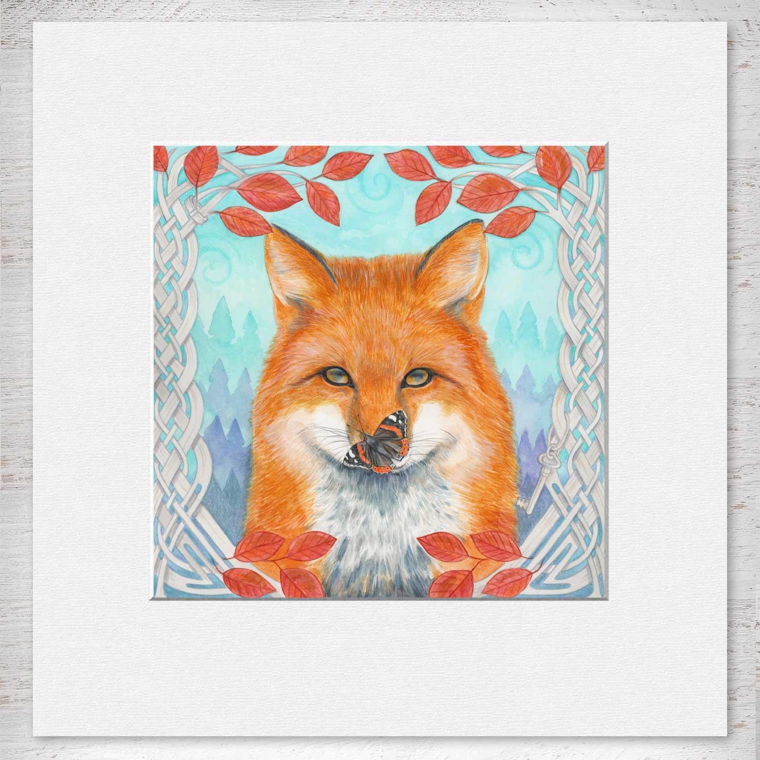 Fox Mounted Card from an original painting by artist Marjory Tait