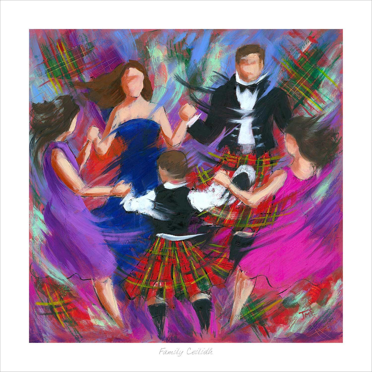 Family Ceilidh Art Print from an original painting by artist Janet McCrorie