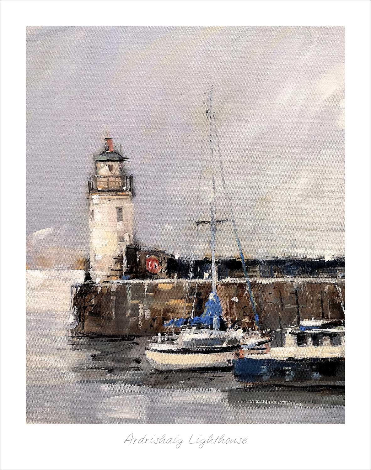 Ardrishaig Lighthouse Art Print from an original painted by artist Peter Foyle