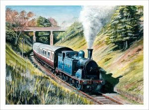 A3 No 60057 at Galashiels Art Print from an original painted by artist Rod Harrison