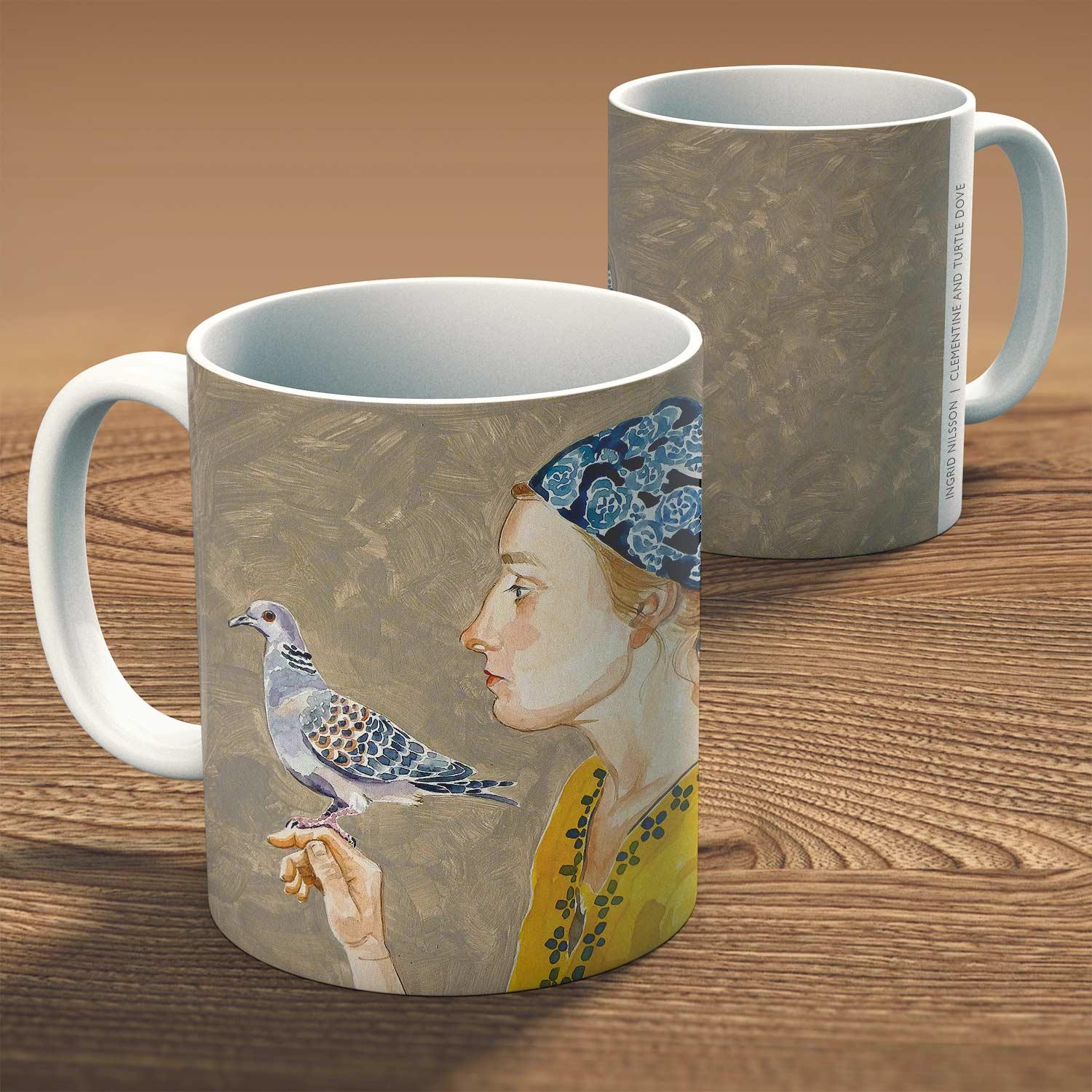 Clementine and Turtle Dove  Mug from an original painting by artist Ingrid Nilsson