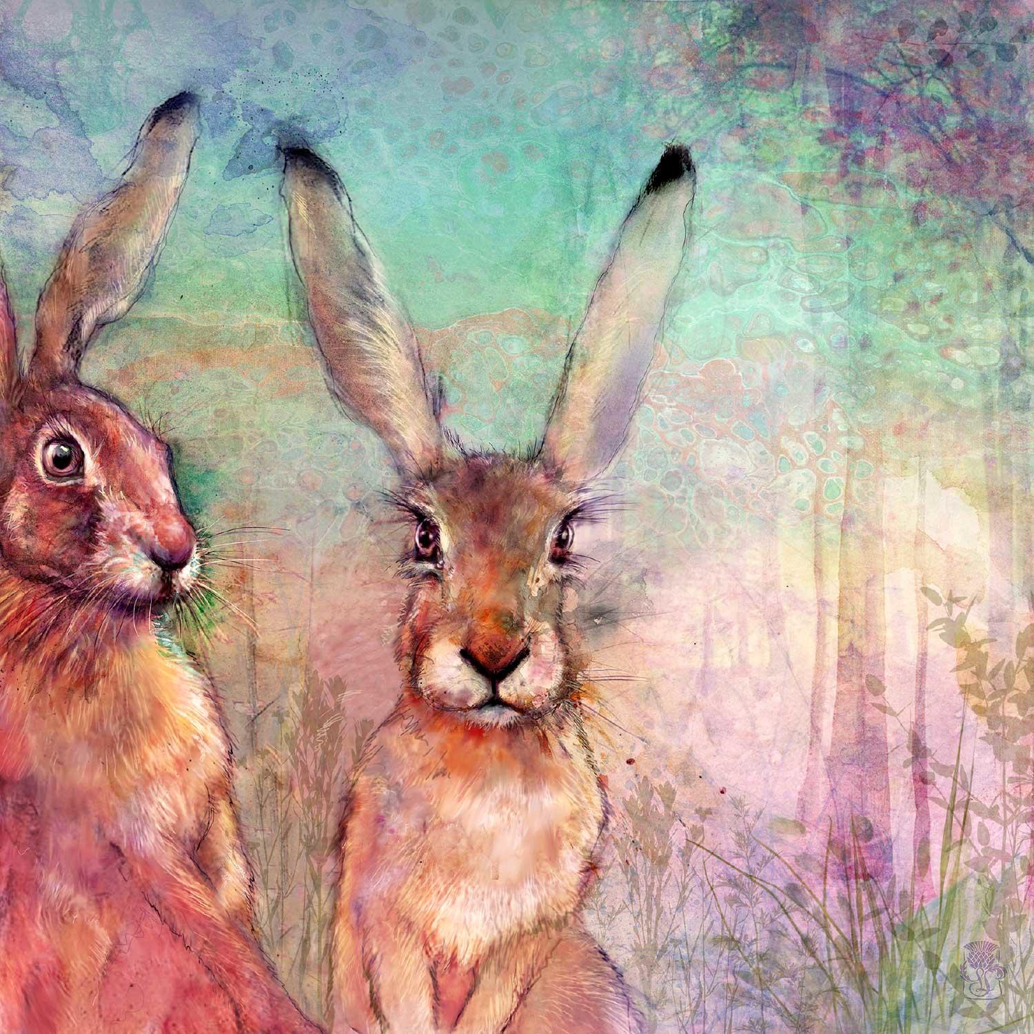 Hares by artist Lee Scammacca