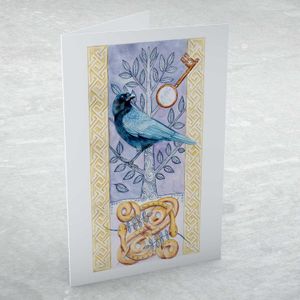 Crow and Adder Greeting Card from an original painting by artist Marjory Tait