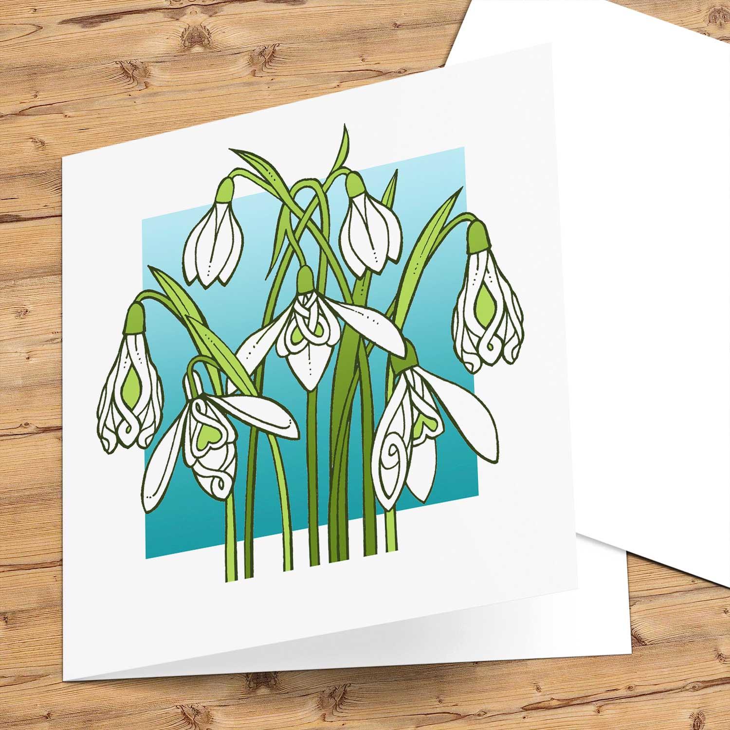 Snowdrops Greeting Card from an original painting by artist Marjory Tait