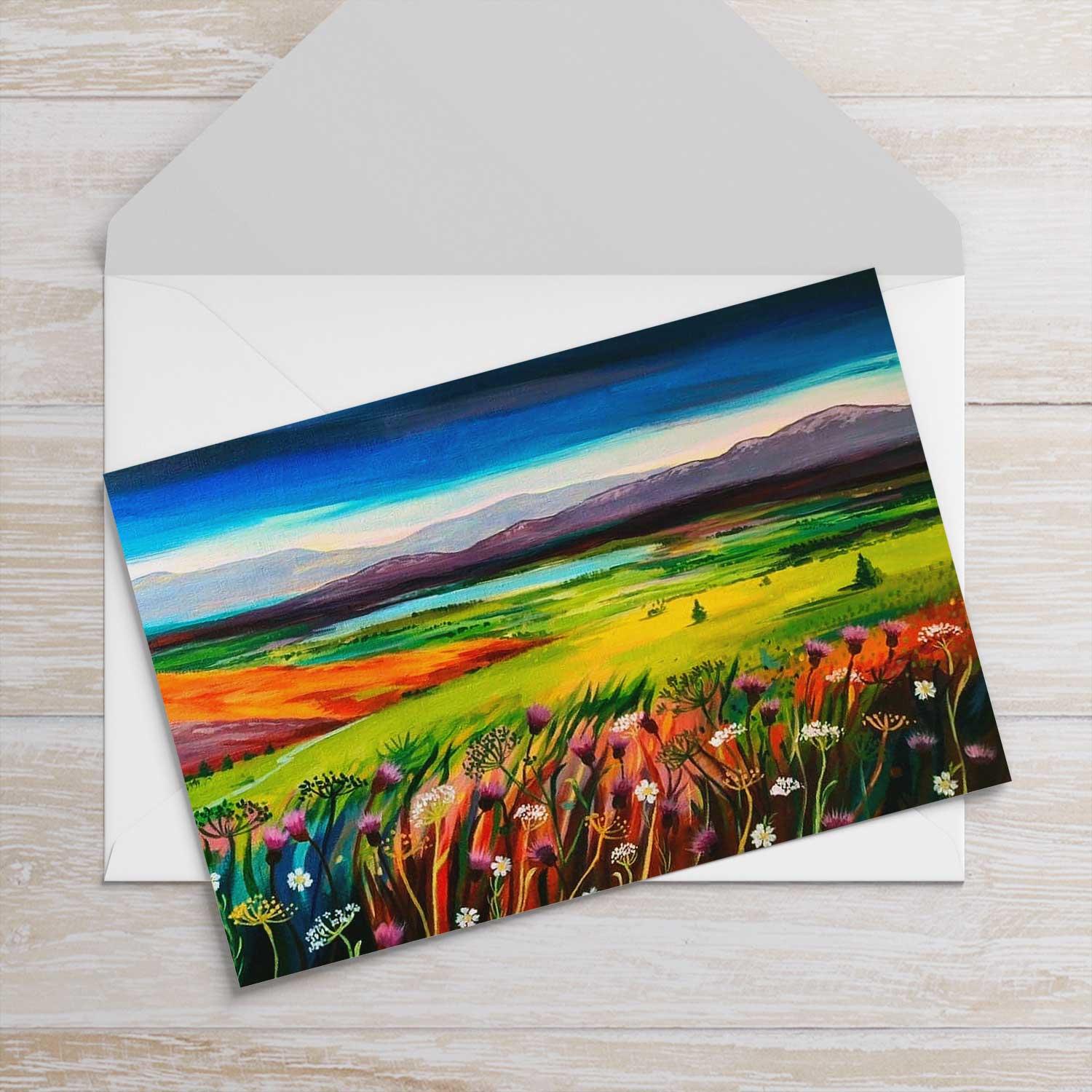 Wild Flowers on Cairngorm  Greeting Card from an original painting by artist Ann Vastano
