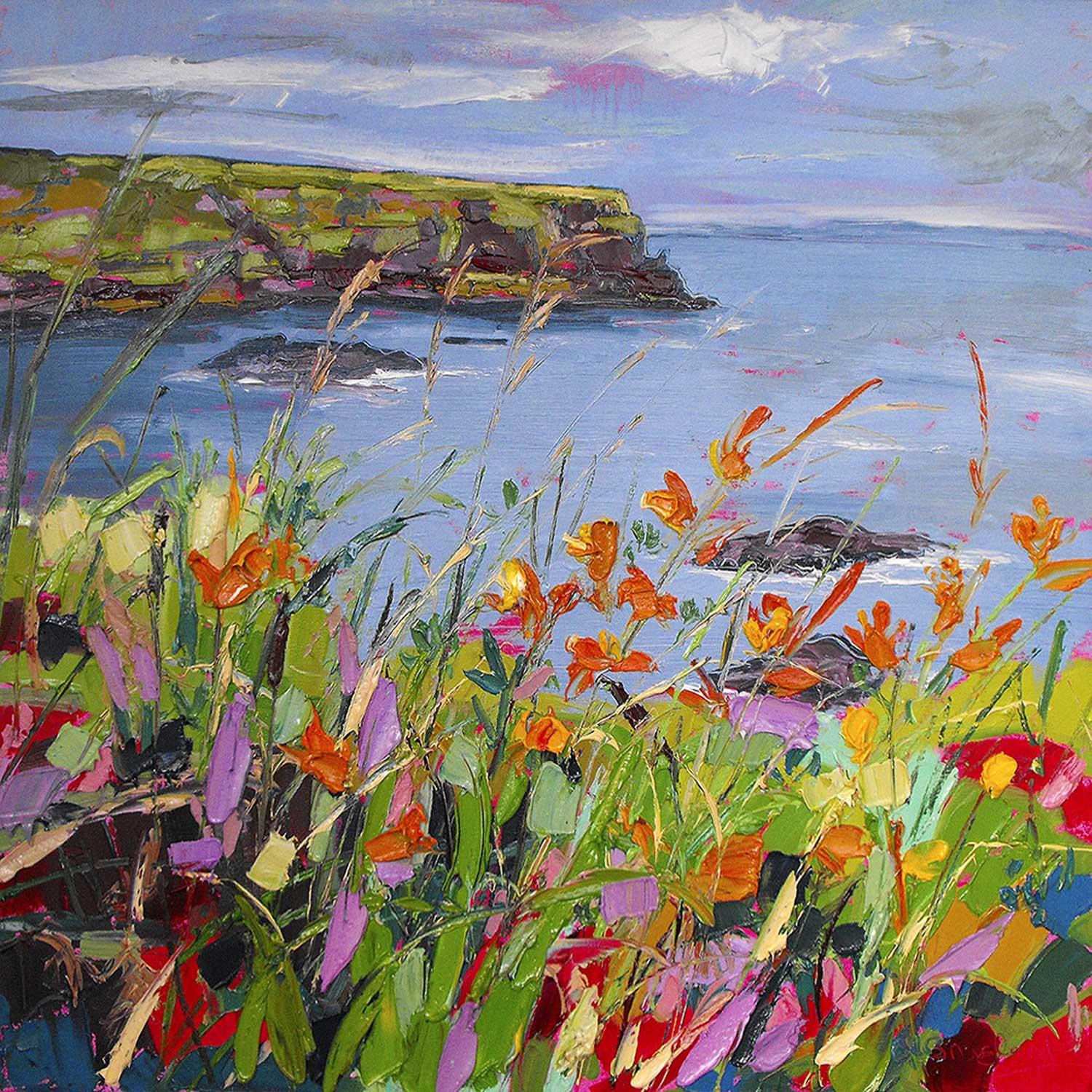 Montbretia at the Giant's Causeway by Judith I Bridgland