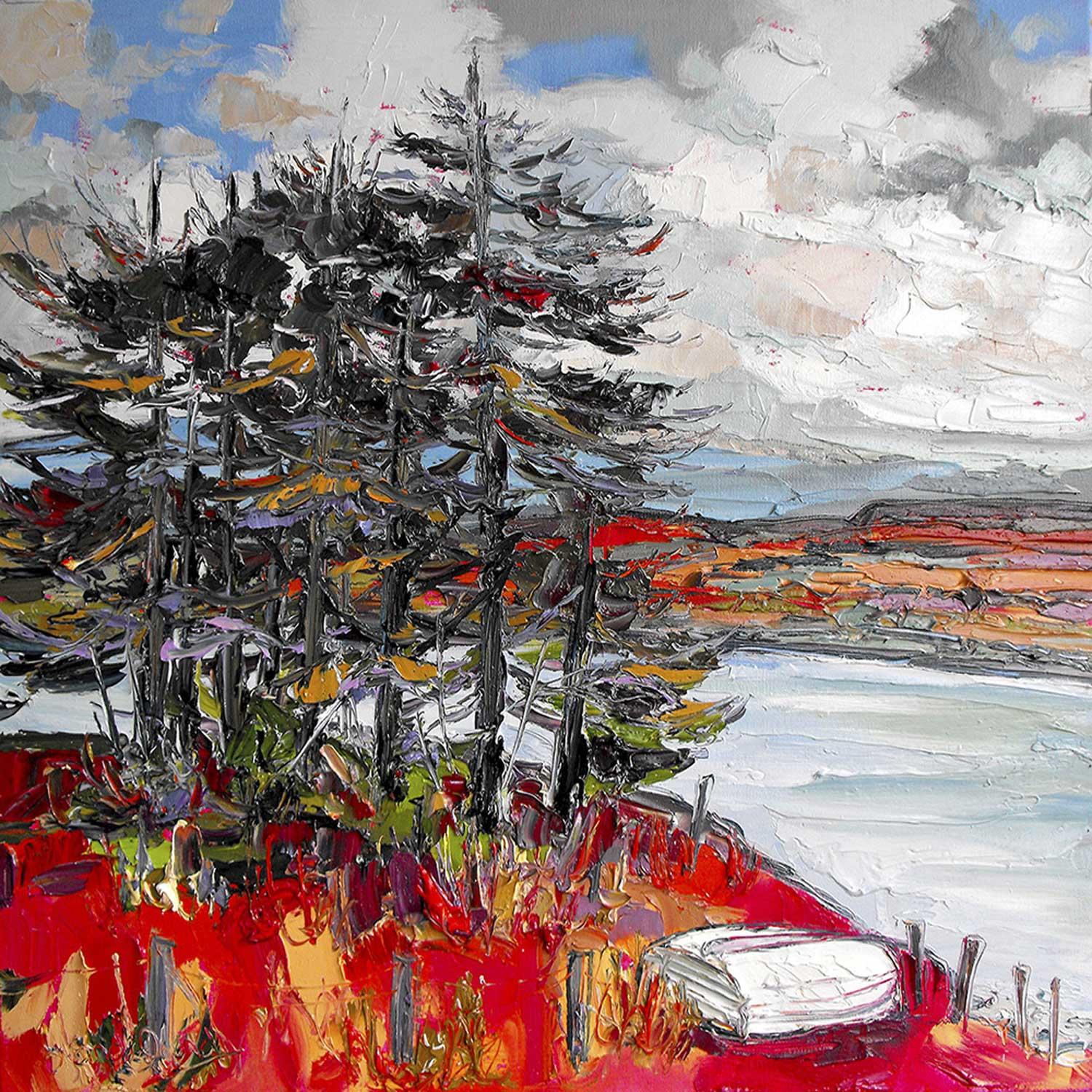 Group of Trees with Upturned Boat, Trotternish by Judith I Bridgland