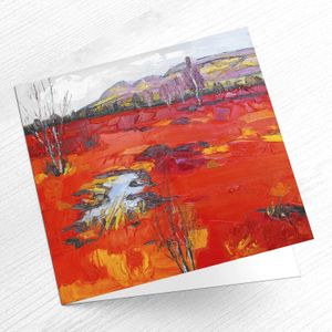 Red Autumn Grasses, Dumgoyne Greeting Card from an original painting by artist Judith I Bridgland