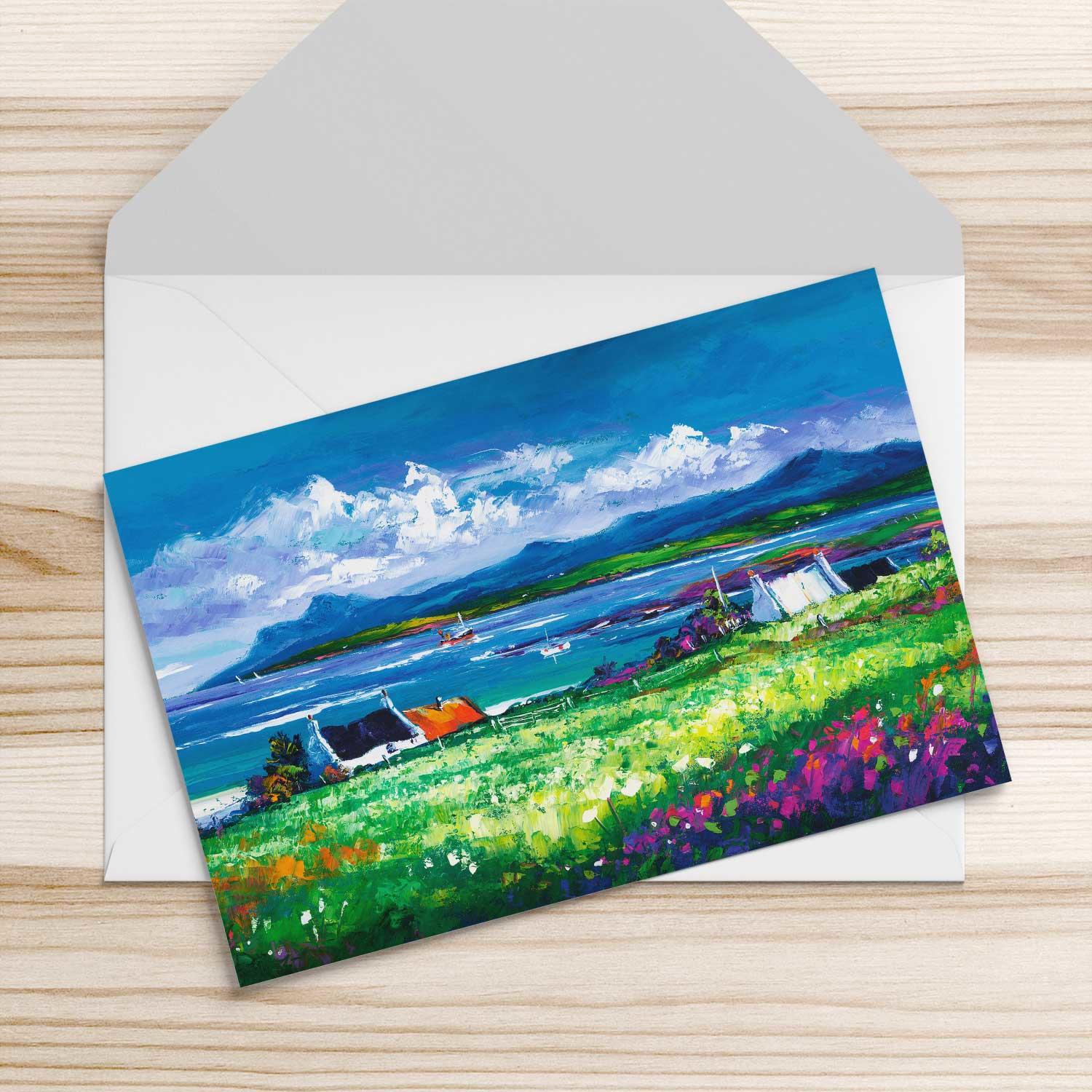 Spring, Brodick Bay Isle of Arran Greeting Card from an original painting by artist Jean Feeney