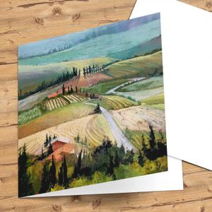 Pienza Patterns Greeting Card from an original painting by artist Margaret Evans