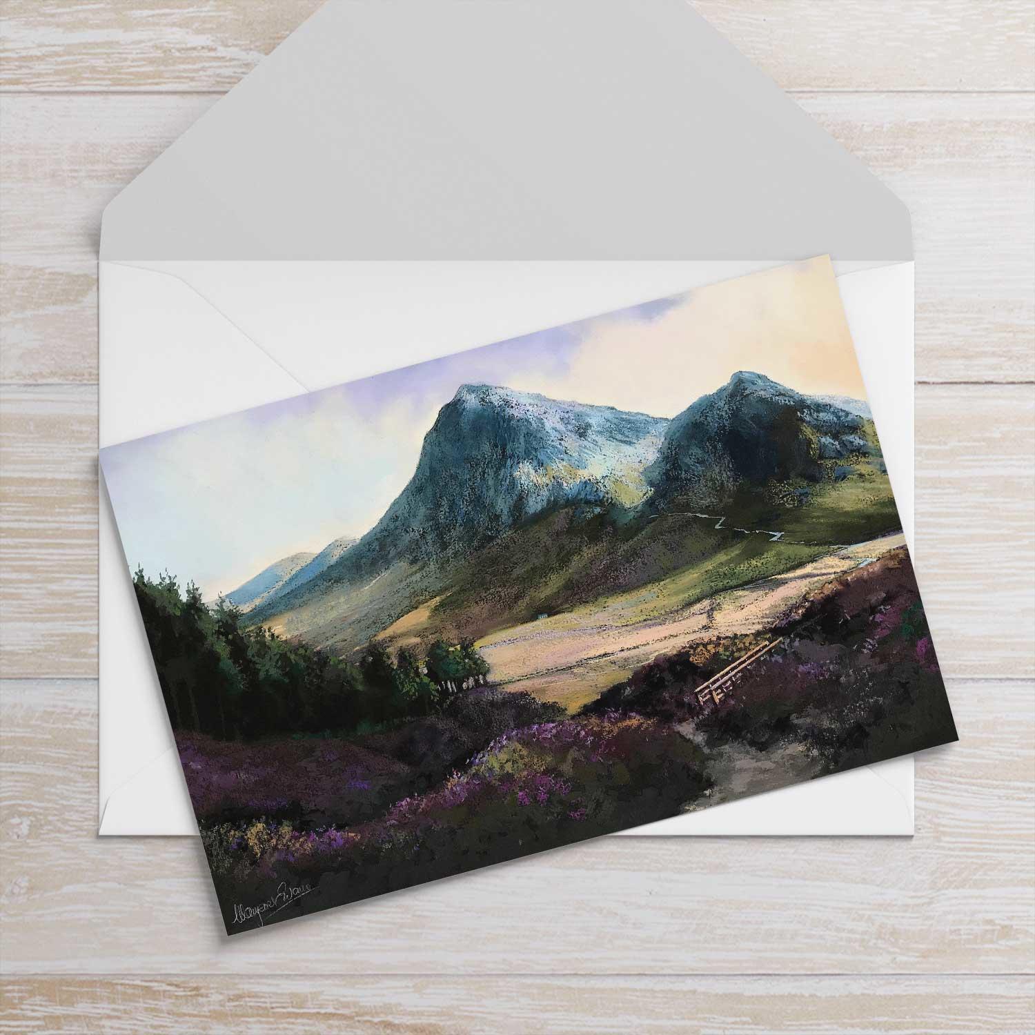 Devils Staircase, Glencoe  Greeting Card from an original painting by artist Margaret Evans