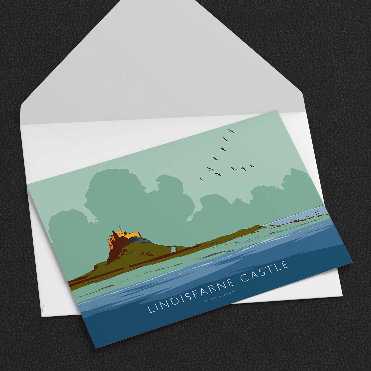 Lindisfarne Castle Greeting Card from an original painting by artist Peter McDermott