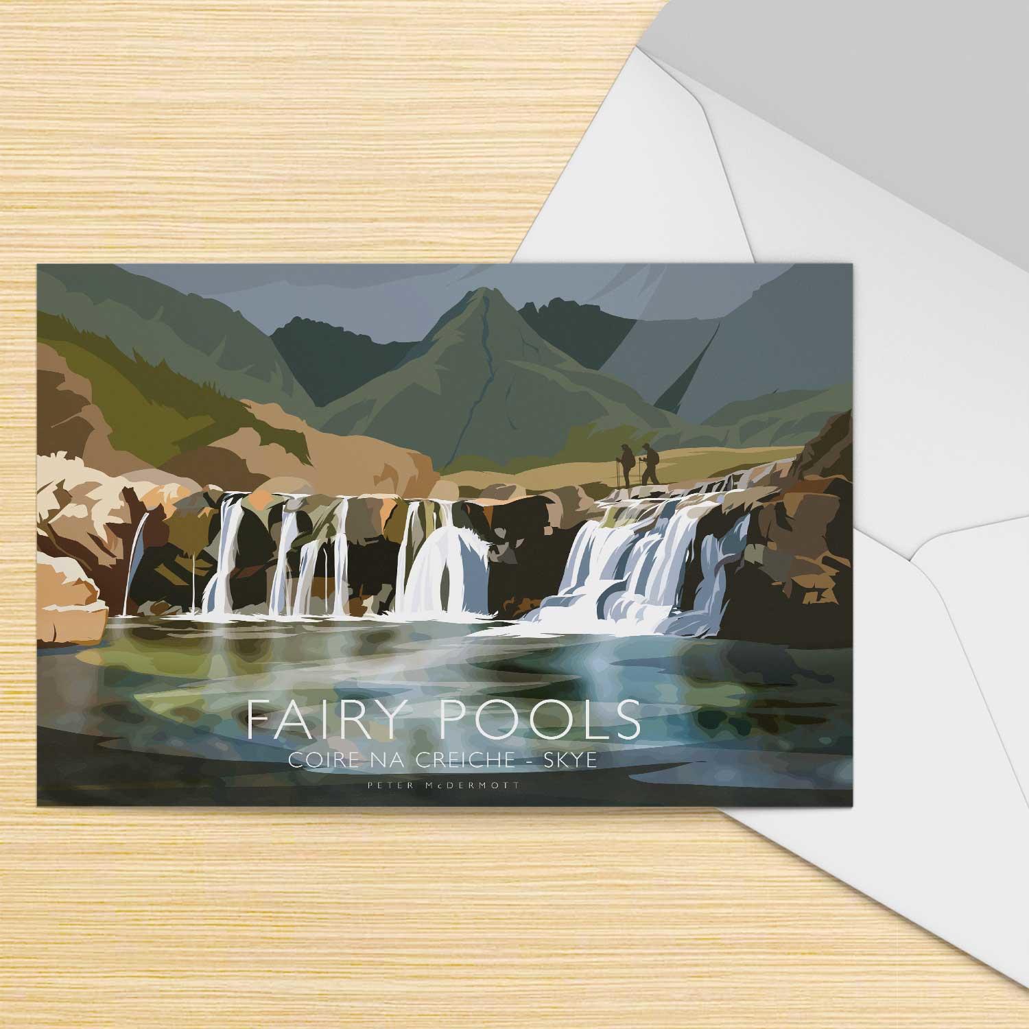 Fairy Pools, Coire Na Creiche, Skye Greeting Card from an original painting by artist Peter McDermott
