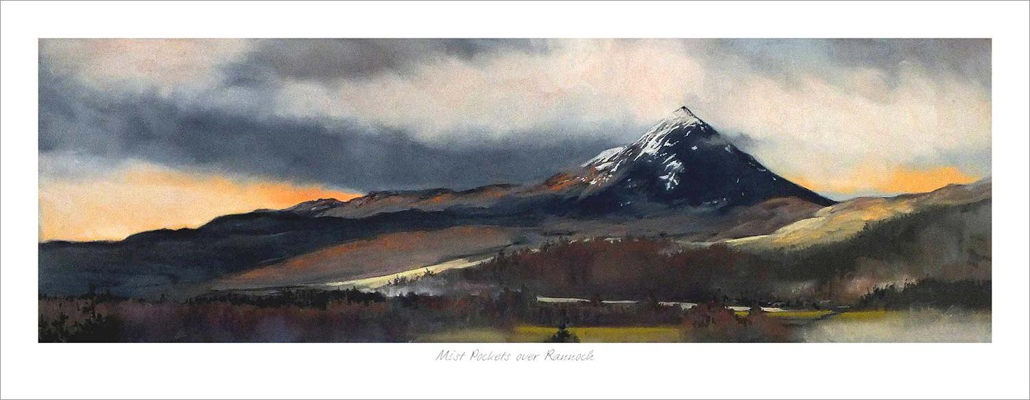Mist Pockets over Rannoch Art Print from an original painting by artist Margaret Evans