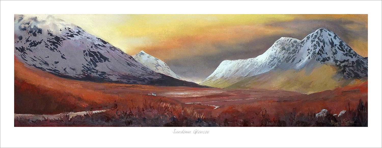 Sundown, Glencoe Art Print from an original painting by artist Margaret Evans