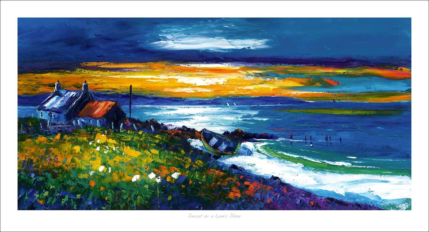 Sunset on a Lewis Shore Art Print from an original painting by artist Jean Feeney